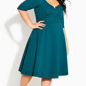 CITY CHIC Cute Girl Elbow Sleeve Dress - teal 16